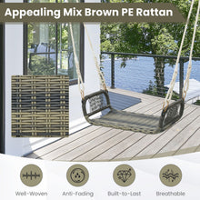 Load image into Gallery viewer, Patio Backless Rattan Swing Bench with Hanging Ropes
