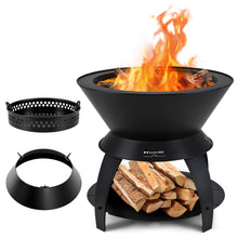 Load image into Gallery viewer, 50cm Patio Fire Pit with Pot Holder and Storage Shelf
