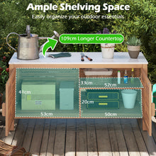 Load image into Gallery viewer, Patio Storage Cabinet 2-Door Acacia Wood Storage Container with Faux Marble Top
