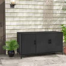 Load image into Gallery viewer, 318 L Patio Wicker Storage Cabinet Deck Box with Removable Shelves
