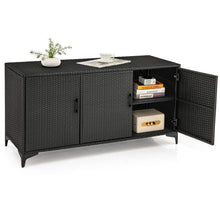 Load image into Gallery viewer, 318 L Patio Wicker Storage Cabinet Deck Box with Removable Shelves
