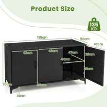 Load image into Gallery viewer, 318 L Patio Wicker Storage Cabinet Deck Box with Removable Shelves
