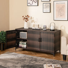 Load image into Gallery viewer, 318 L Patio Wicker Storage Cabinet Deck Box with Removable Shelves

