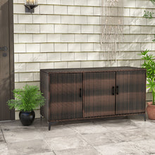 Load image into Gallery viewer, 318 L Patio Wicker Storage Cabinet Deck Box with Removable Shelves
