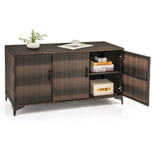 Load image into Gallery viewer, 318 L Patio Wicker Storage Cabinet Deck Box with Removable Shelves
