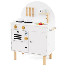 Load image into Gallery viewer, Play Kitchen for Kids Wooden Kitchen Playset with Stoves Faucet
