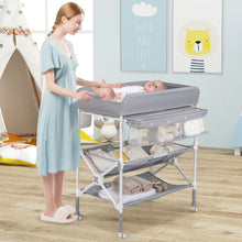 Load image into Gallery viewer, Foldable Baby Changing Table with Wheels and Adjustable Height
