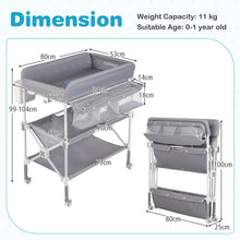Load image into Gallery viewer, Foldable Baby Changing Table with Wheels and Adjustable Height
