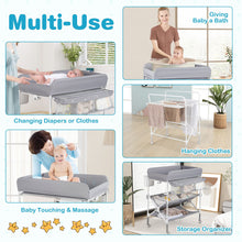 Load image into Gallery viewer, Foldable Baby Changing Table with Wheels and Adjustable Height
