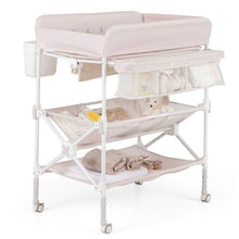 Load image into Gallery viewer, Foldable Baby Changing Table with Wheels and Adjustable Height
