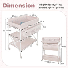 Load image into Gallery viewer, Foldable Baby Changing Table with Wheels and Adjustable Height
