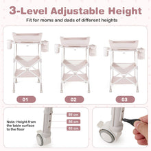 Load image into Gallery viewer, Foldable Baby Changing Table with Wheels and Adjustable Height
