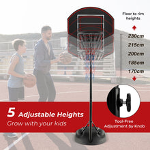 Load image into Gallery viewer, 1.67 m-2.28 m Portable Basketball Hoop System with Anti-Rust Stand
