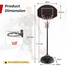 Load image into Gallery viewer, 1.67 m-2.28 m Portable Basketball Hoop System with Anti-Rust Stand
