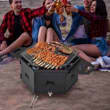 Load image into Gallery viewer, Portable Charcoal Grill Stove with Rotatable Grill and Foldable Body

