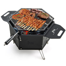 Load image into Gallery viewer, Portable Charcoal Grill Stove with Rotatable Grill and Foldable Body
