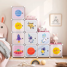 Load image into Gallery viewer, Portable Children Wardrobe with 12 Cubes and 2 Clothes Hanging Section
