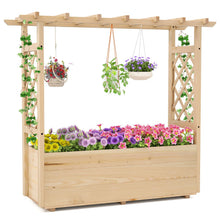 Load image into Gallery viewer, Raised Garden Bed with Lattice Trellises Hanging Roof Drainage
