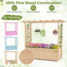 Load image into Gallery viewer, Raised Garden Bed with Lattice Trellises Hanging Roof Drainage
