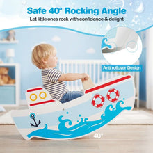 Load image into Gallery viewer, Rocking Ship for 1-5 Years Old Kids Wooden Rocking Horse Toy with Nautical Theme
