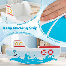 Load image into Gallery viewer, Rocking Ship for 1-5 Years Old Kids Wooden Rocking Horse Toy with Nautical Theme
