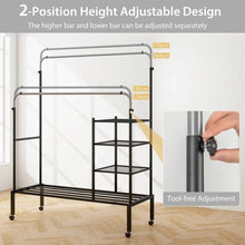 Load image into Gallery viewer, Rolling Clothes Drying Rack with 2 Adjustable Hanging Bars
