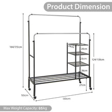 Load image into Gallery viewer, Rolling Clothes Drying Rack with 2 Adjustable Hanging Bars
