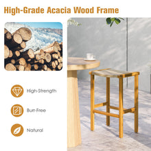 Load image into Gallery viewer, 76cm Bar Height Chairs with Acacia Wood Frame and PE Wicker Saddle-Seat
