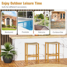 Load image into Gallery viewer, 76cm Bar Height Chairs with Acacia Wood Frame and PE Wicker Saddle-Seat
