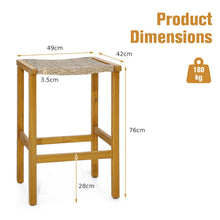 Load image into Gallery viewer, 76cm Bar Height Chairs with Acacia Wood Frame and PE Wicker Saddle-Seat
