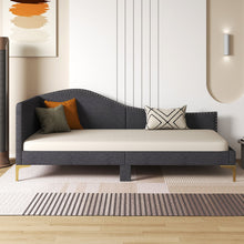 Load image into Gallery viewer, Single Size Upholstered Daybed Rivet-Tufted Platform Bed with Metal Legs Gray
