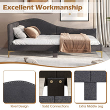 Load image into Gallery viewer, Single Size Upholstered Daybed Rivet-Tufted Platform Bed with Metal Legs Gray
