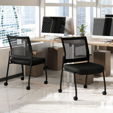 Load image into Gallery viewer, Stackable Armless Waiting Room Guest Chair with Wheels Set of 2
