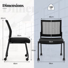 Load image into Gallery viewer, Stackable Armless Waiting Room Guest Chair with Wheels Set of 2
