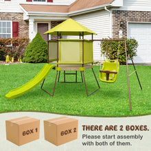 Load image into Gallery viewer, 4-in-1 Swing Set with Height Adjustable Baby Seat, Metal Stand and Ground Stakes
