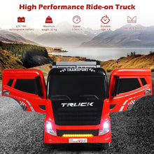 Load image into Gallery viewer, 12V Ride-On Semi-Truck with Container for Kids of 3-8 Year Old
