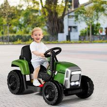 Load image into Gallery viewer, 12V Kids Ride On Tractor with Trailer Music and LED Lights
