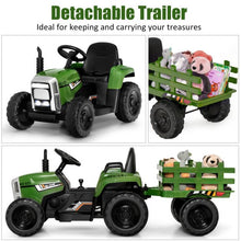 Load image into Gallery viewer, 12V Kids Ride On Tractor with Trailer Music and LED Lights
