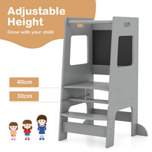 Load image into Gallery viewer, Toddler Kitchen Step Stool with Activity Chalkboard and Adjustable Height
