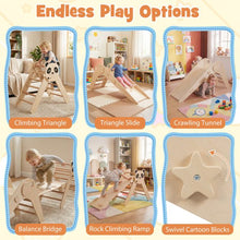 Load image into Gallery viewer, Triangle Set Foldable Kids Climbing Toys Panda-Themed Wood Montessori Climbing Set
