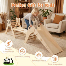 Load image into Gallery viewer, Triangle Set Foldable Kids Climbing Toys Panda-Themed Wood Montessori Climbing Set
