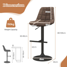 Load image into Gallery viewer, Upholstered Height Adjustable Bar Stools Set of 2 with Fabric Backrest
