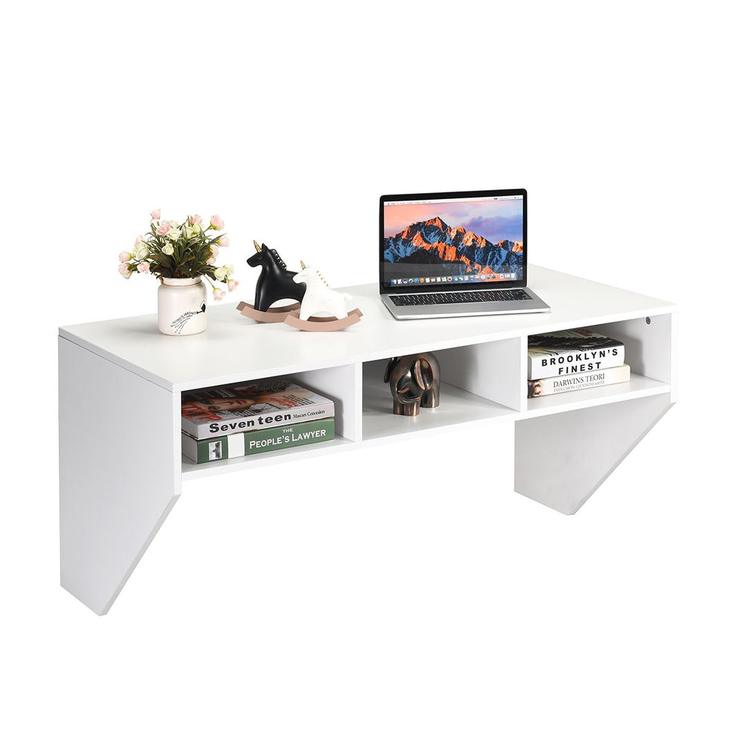 Wall Mounted Computer Desk with 3 Storage Compartments