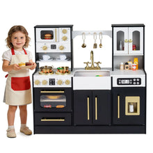 Load image into Gallery viewer, Wooden Play Kitchen with Realistic Lights and Sounds for Boys Girls 3+
