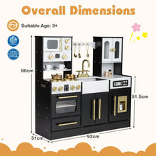 Load image into Gallery viewer, Wooden Play Kitchen with Realistic Lights and Sounds for Boys Girls 3+
