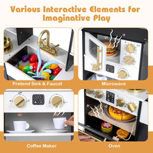 Load image into Gallery viewer, Wooden Play Kitchen with Realistic Lights and Sounds for Boys Girls 3+
