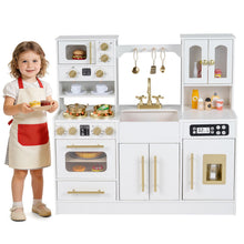 Load image into Gallery viewer, Wooden Play Kitchen with Realistic Lights and Sounds for Boys Girls 3+
