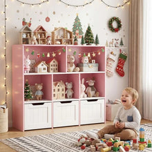 Load image into Gallery viewer, Wooden Toy Storage Organizer Kids Bookshelf with 5 Open Cubes and 3 Movable Drawers
