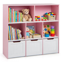 Load image into Gallery viewer, Wooden Toy Storage Organizer Kids Bookshelf with 5 Open Cubes and 3 Movable Drawers
