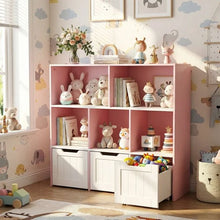 Load image into Gallery viewer, Wooden Toy Storage Organizer Kids Bookshelf with 5 Open Cubes and 3 Movable Drawers
